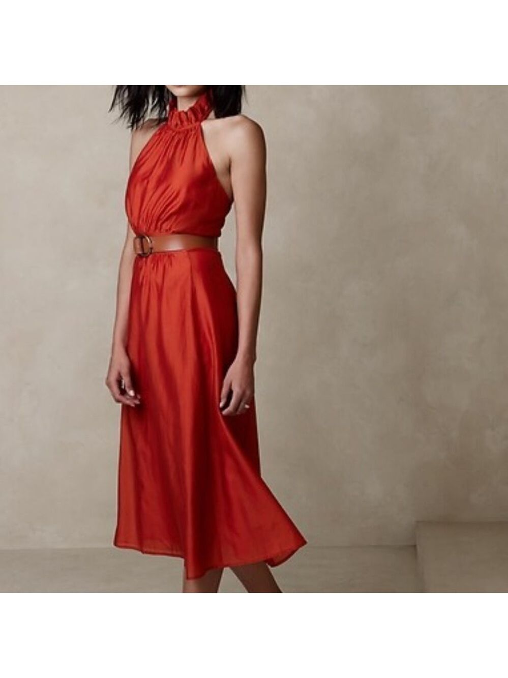 Banana Republic Halter Midi Dress, Size 4, Colour Burnt Orange. - Picture 1 of 9